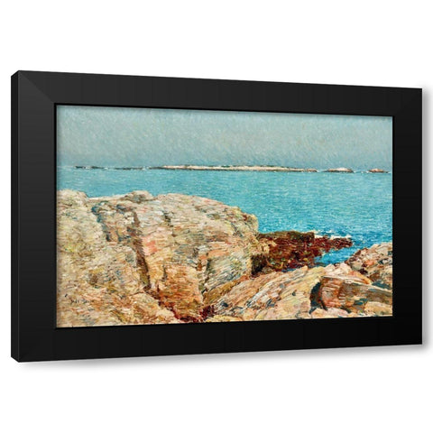Duck Island Black Modern Wood Framed Art Print with Double Matting by Hassam, Childe