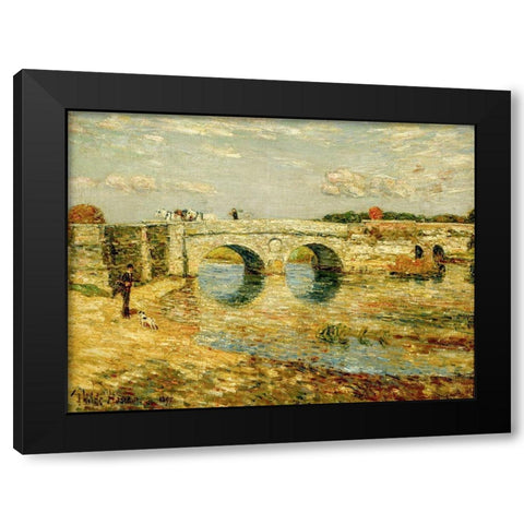 Bridge Over the Stour Black Modern Wood Framed Art Print by Hassam, Childe