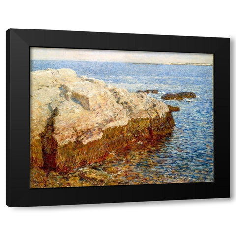 Cliff Rock Appledore Black Modern Wood Framed Art Print by Hassam, Childe