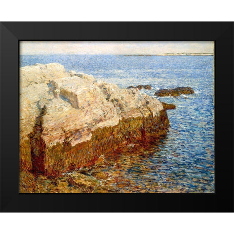 Cliff Rock Appledore Black Modern Wood Framed Art Print by Hassam, Childe