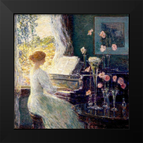 The Sonata Black Modern Wood Framed Art Print by Hassam, Childe