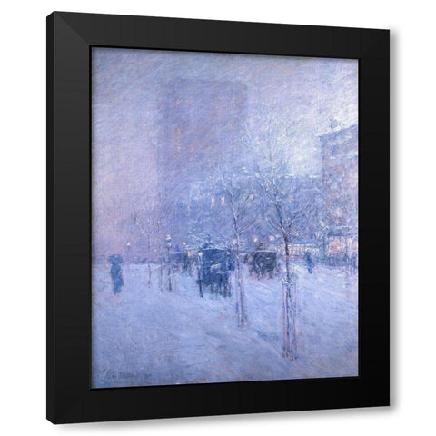 Late Afternoon-New York-Winter Black Modern Wood Framed Art Print with Double Matting by Hassam, Childe