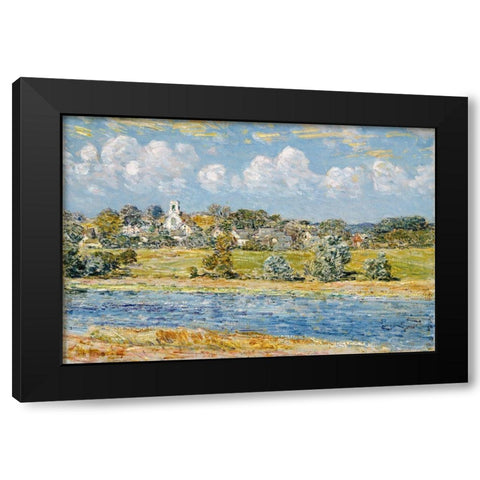 Landscape at Newfields-New Hampshire Black Modern Wood Framed Art Print with Double Matting by Hassam, Childe