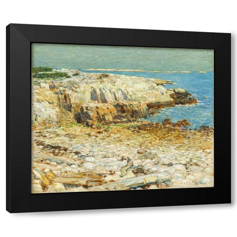 A North East Headland Black Modern Wood Framed Art Print with Double Matting by Hassam, Childe