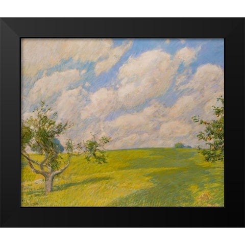 September Clouds Black Modern Wood Framed Art Print by Hassam, Childe
