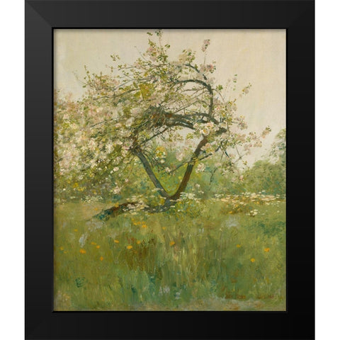 Peach Blossoms Villiers le Bel Black Modern Wood Framed Art Print by Hassam, Childe