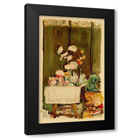 An Island Garden Black Modern Wood Framed Art Print with Double Matting by Hassam, Childe