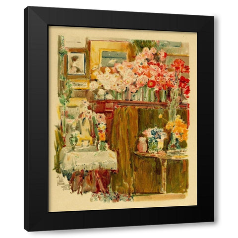 The Altar and Shrine Black Modern Wood Framed Art Print with Double Matting by Hassam, Childe