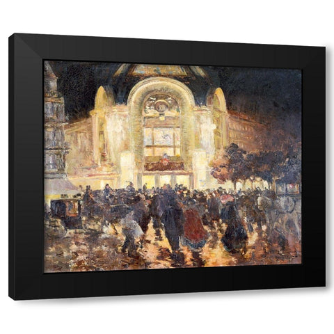 The Gaumont Palace cinema-place de Clichy Black Modern Wood Framed Art Print by Abel-Truchet, Louis
