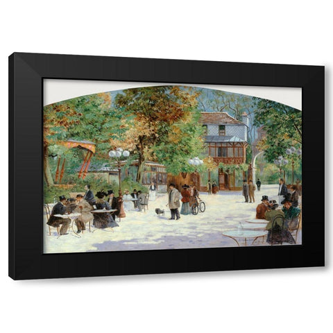At the Chalet du Chateau de Madrid-in the Bois de Boulogne Black Modern Wood Framed Art Print by Abel-Truchet, Louis