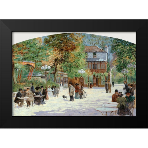 At the Chalet du Chateau de Madrid-in the Bois de Boulogne Black Modern Wood Framed Art Print by Abel-Truchet, Louis