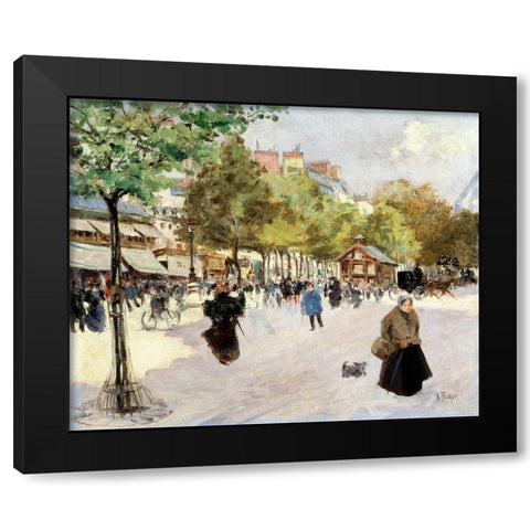 Boulevard de Clichy Black Modern Wood Framed Art Print by Abel-Truchet, Louis