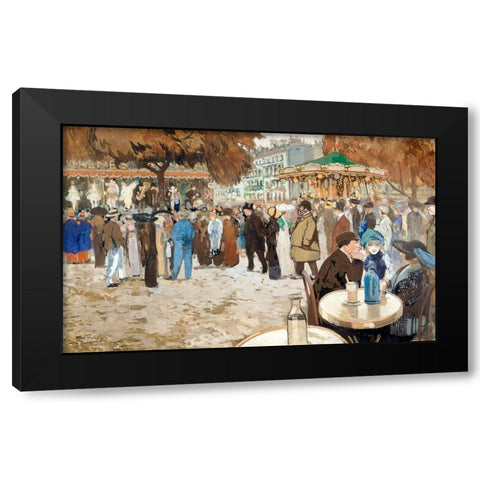Fun fair-boulevard de Clichy Black Modern Wood Framed Art Print with Double Matting by Abel-Truchet, Louis