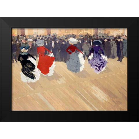 The quadrille at the Moulin-Rouge Black Modern Wood Framed Art Print by Abel-Truchet, Louis