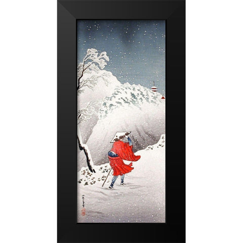 Snowy Evening on a Mountain Path Black Modern Wood Framed Art Print by Takahashi, Hiroaki