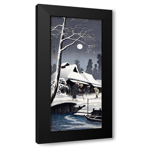Moonlight on Snow Black Modern Wood Framed Art Print with Double Matting by Takahashi, Hiroaki