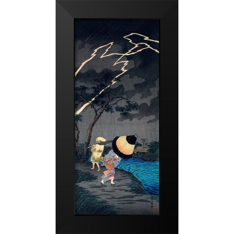 Thunderstorm at Tateishi Black Modern Wood Framed Art Print by Takahashi, Hiroaki