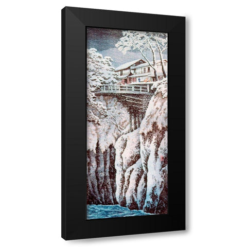 Koshu Monkey Bridge Black Modern Wood Framed Art Print by Takahashi, Hiroaki