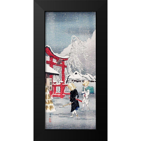 Okabe in Snow Black Modern Wood Framed Art Print by Takahashi, Hiroaki