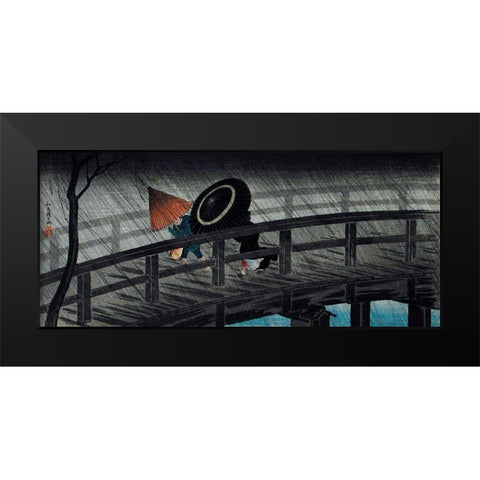 Rain on Izumi Bridge Black Modern Wood Framed Art Print by Takahashi, Hiroaki