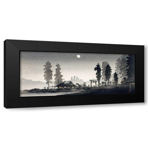 Moon at Egota-Tokyo Black Modern Wood Framed Art Print with Double Matting by Takahashi, Hiroaki