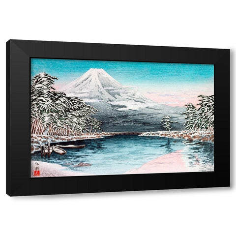 Mt Fuji from Tagonoura-Snow Scene Black Modern Wood Framed Art Print by Takahashi, Hiroaki