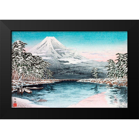 Mt Fuji from Tagonoura-Snow Scene Black Modern Wood Framed Art Print by Takahashi, Hiroaki