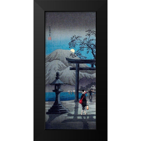 Hakone Lake in Moonlight Black Modern Wood Framed Art Print by Takahashi, Hiroaki
