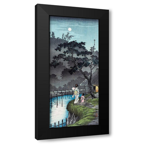 Moon at Sekiguchi Black Modern Wood Framed Art Print with Double Matting by Takahashi, Hiroaki