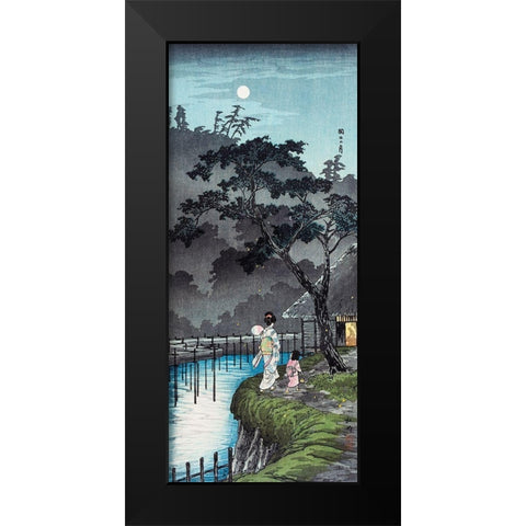 Moon at Sekiguchi Black Modern Wood Framed Art Print by Takahashi, Hiroaki
