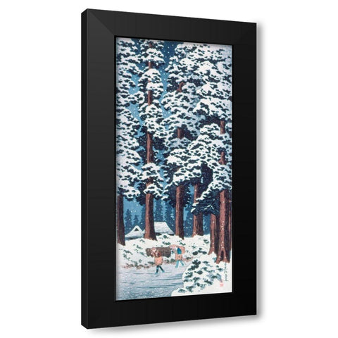 Cedar Tree-Lined Road at Nikko Black Modern Wood Framed Art Print with Double Matting by Takahashi, Hiroaki