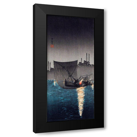 Tsukuda Island-Fishing Nets at Night Black Modern Wood Framed Art Print by Takahashi, Hiroaki