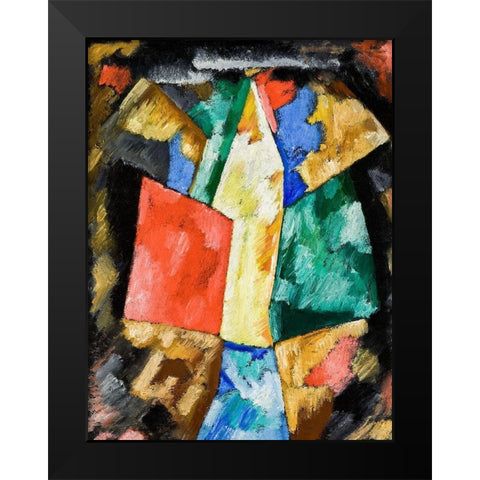 Abstraction-Blue-Yellow and Green Black Modern Wood Framed Art Print by Hartley, Marsden