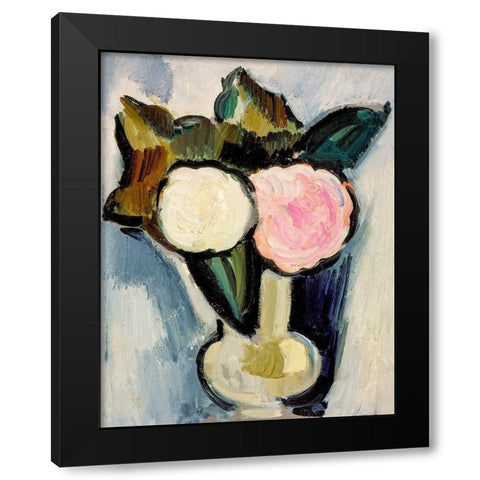 Pink and White Flowers in a Vase Black Modern Wood Framed Art Print by Hartley, Marsden