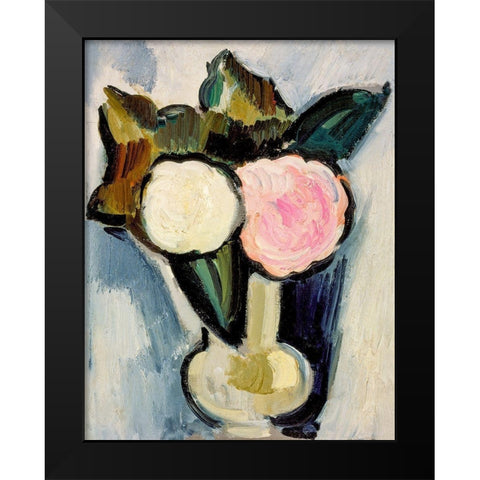 Pink and White Flowers in a Vase Black Modern Wood Framed Art Print by Hartley, Marsden