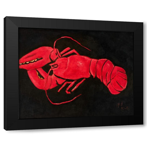 Lobster on Black Background Black Modern Wood Framed Art Print with Double Matting by Hartley, Marsden