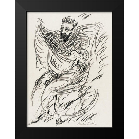 Study of a Seated Man with Beard and Spectacles Black Modern Wood Framed Art Print by Hartley, Marsden