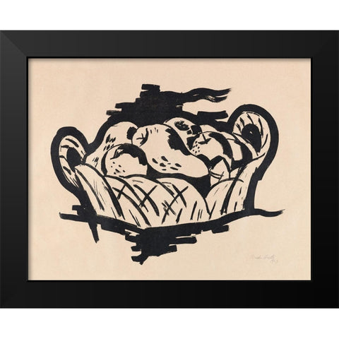 Pear in Basket Black Modern Wood Framed Art Print by Hartley, Marsden