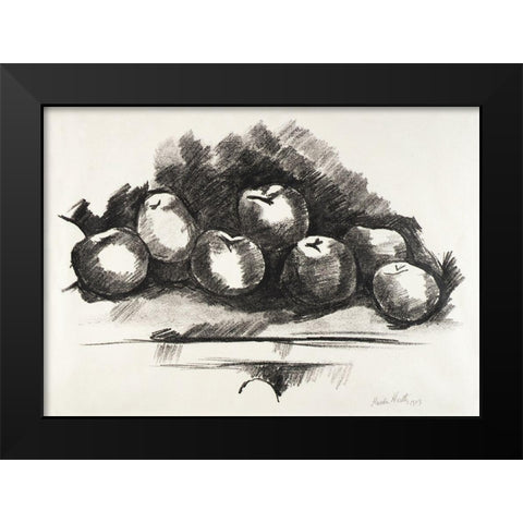 Apples on Table Black Modern Wood Framed Art Print by Hartley, Marsden