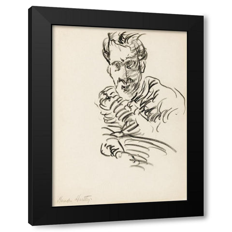 Self-Portrait Black Modern Wood Framed Art Print with Double Matting by Hartley, Marsden