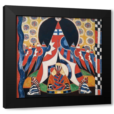 American Indian Symbols Black Modern Wood Framed Art Print by Hartley, Marsden