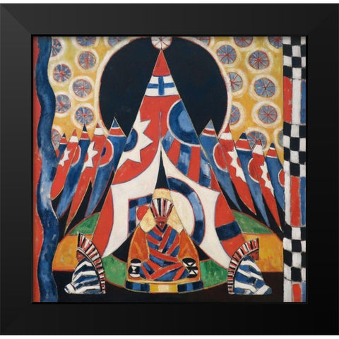 American Indian Symbols Black Modern Wood Framed Art Print by Hartley, Marsden