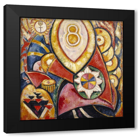 Painting No 48 Black Modern Wood Framed Art Print by Hartley, Marsden