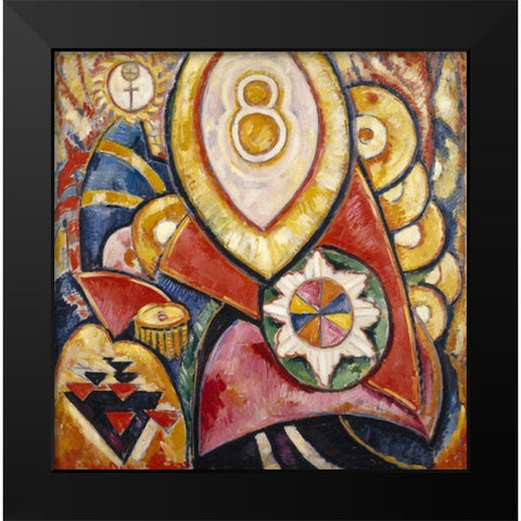 Painting No 48 Black Modern Wood Framed Art Print by Hartley, Marsden