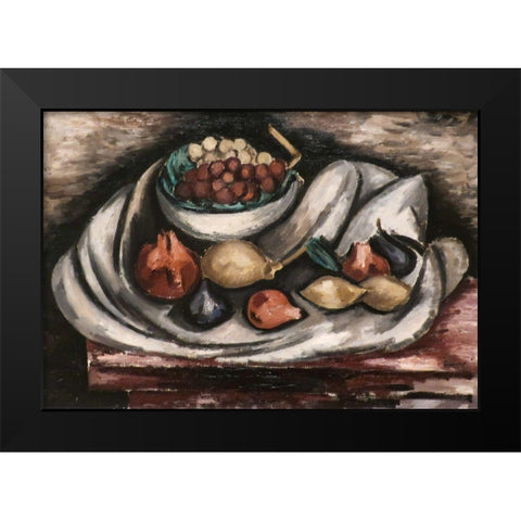 Still Life with Compote and Fruit Black Modern Wood Framed Art Print by Hartley, Marsden