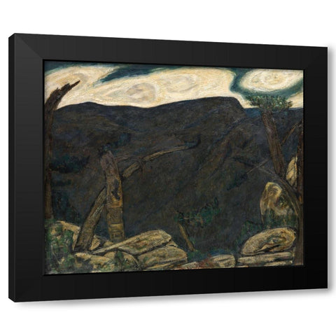The Dark Mountain-No 2 Black Modern Wood Framed Art Print by Hartley, Marsden