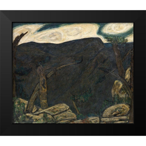 The Dark Mountain-No 2 Black Modern Wood Framed Art Print by Hartley, Marsden