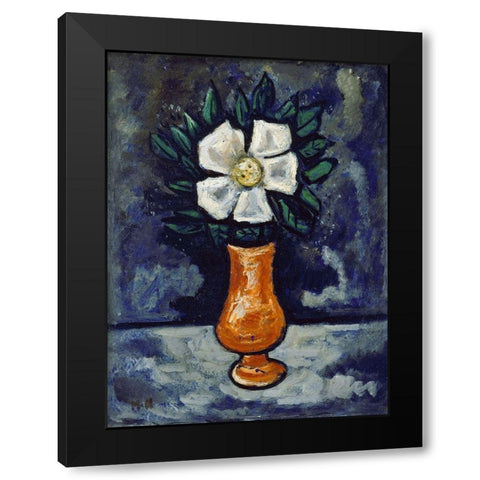 White Flower Black Modern Wood Framed Art Print by Hartley, Marsden
