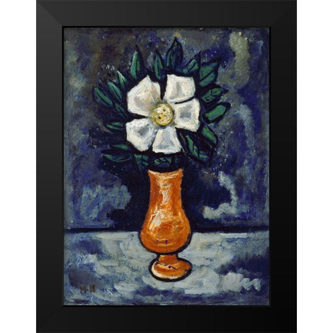 White Flower Black Modern Wood Framed Art Print by Hartley, Marsden