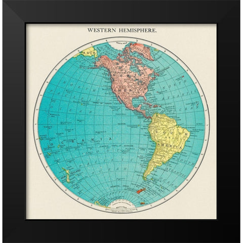 Western Hemisphere-World Atlas Black Modern Wood Framed Art Print by Rand McNally and Company